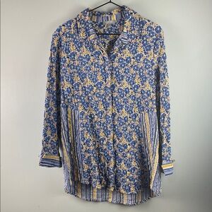 Habitat Floral and Striped Button-Up Shirt Size S